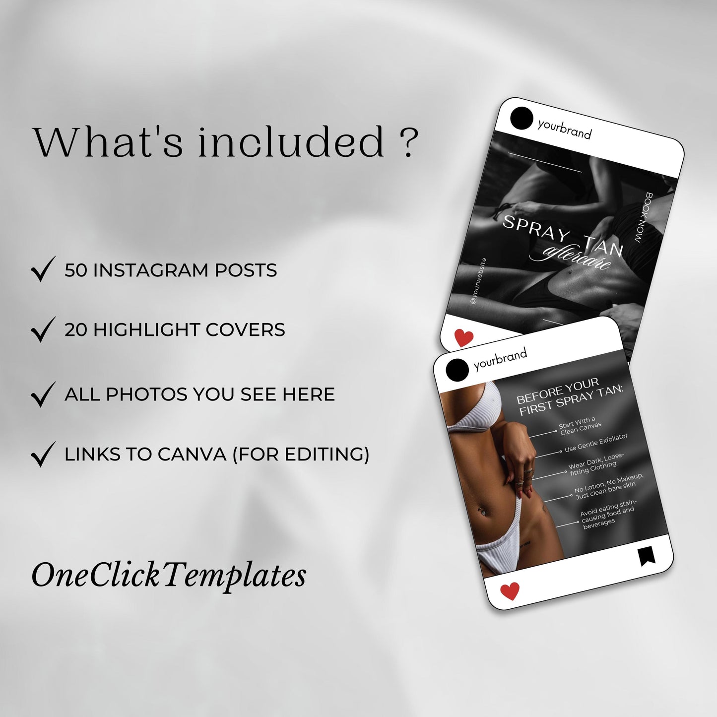 70 modèles Instagram BW Spray Tan
