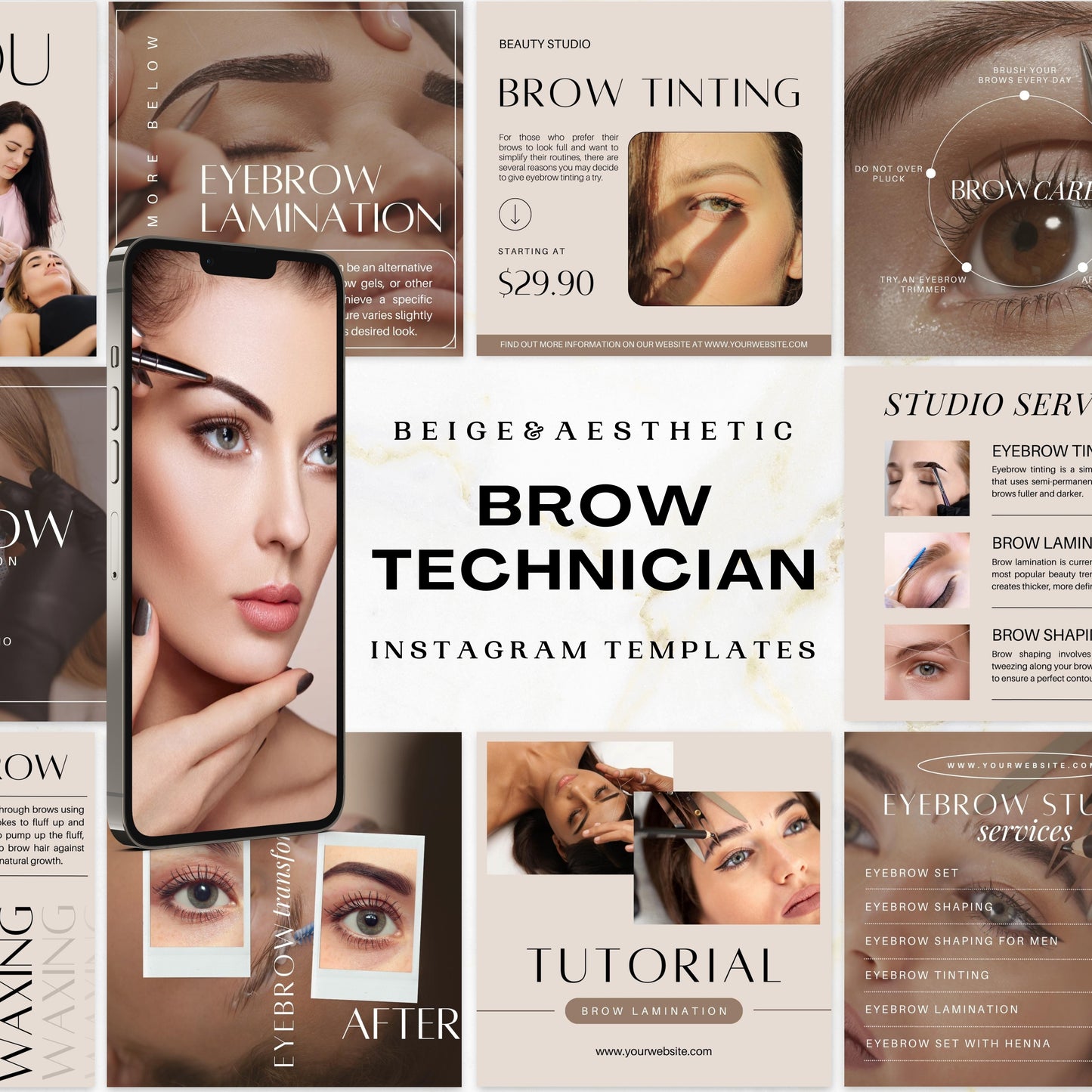 150 modèles Instagram de technicien en sourcils beiges