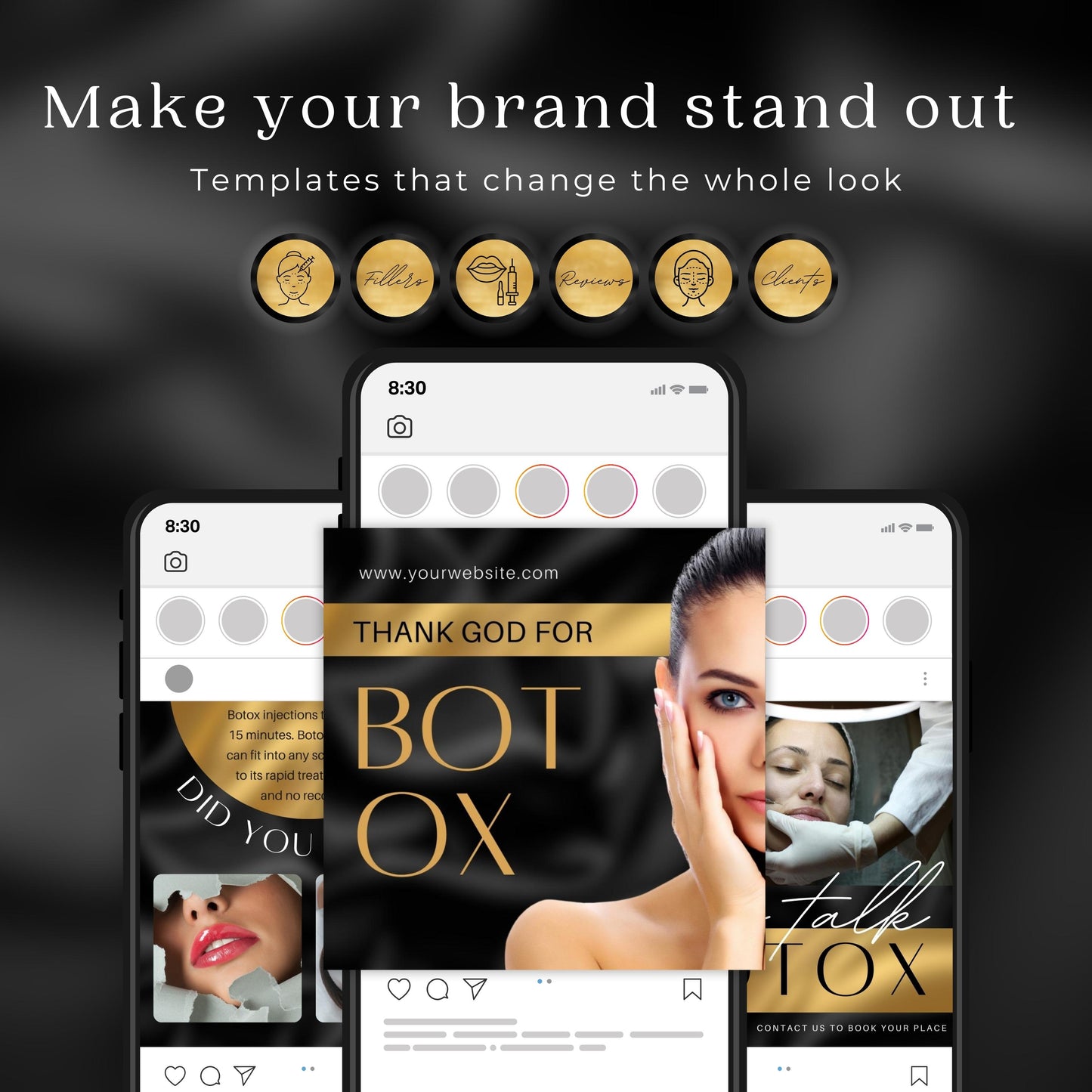 70 Gold Botox&Filler Instagram Templates