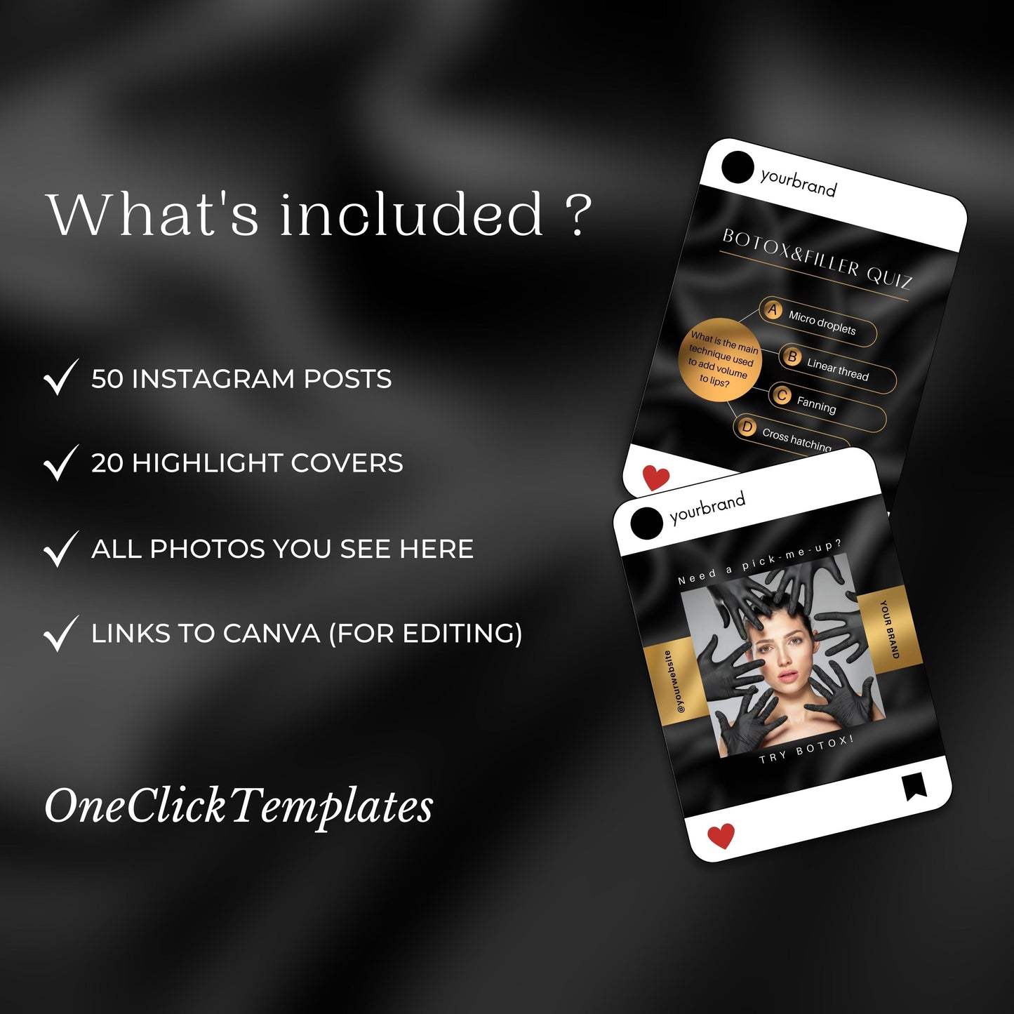 70 Gold Botox&Filler Instagram Templates