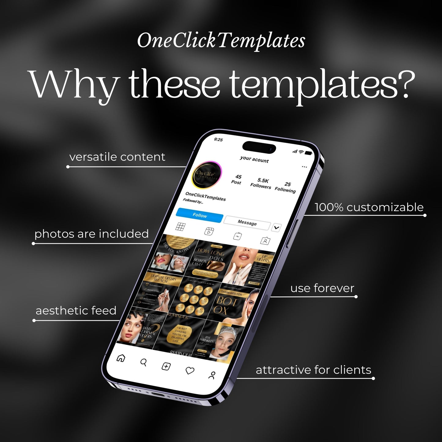 70 Gold Botox&Filler Instagram Templates