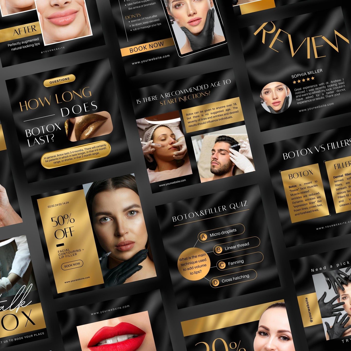 70 Gold Botox&Filler Instagram Templates