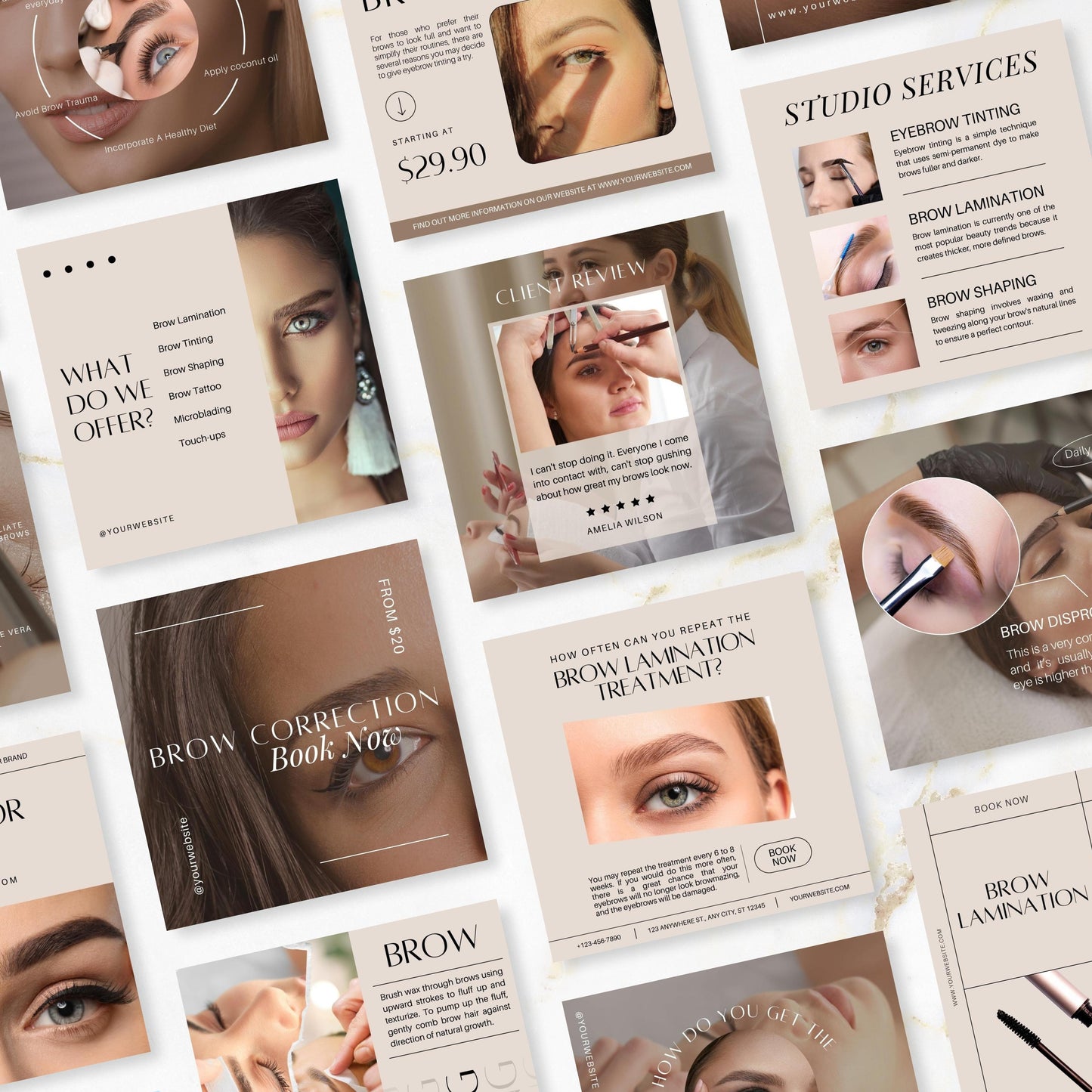 150 modèles Instagram de technicien en sourcils beiges
