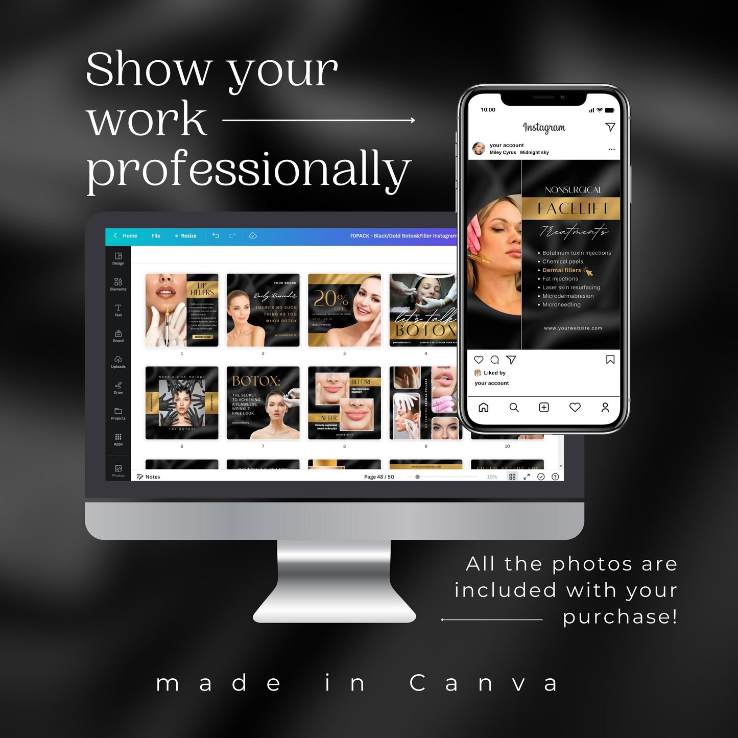 70 Gold Botox&Filler Instagram Templates